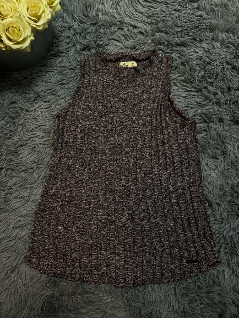 Hollister Maroon Ribbed Sleeveless Tank Top